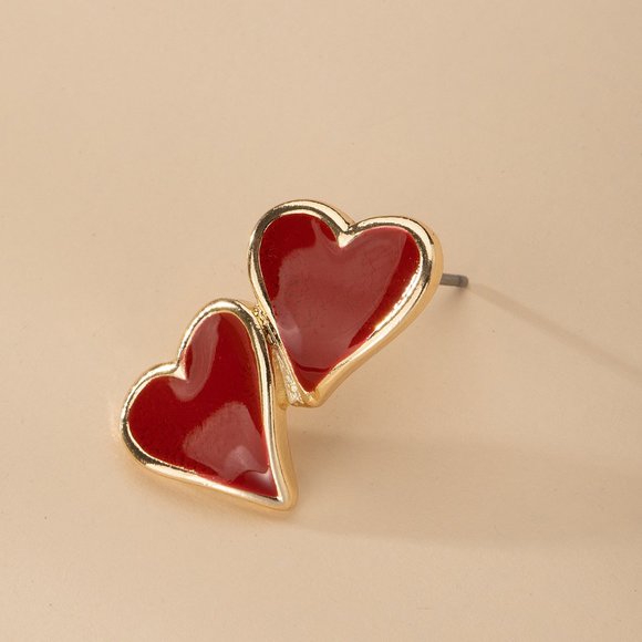 Double Heart Post Earring - Picture 1 of 1
